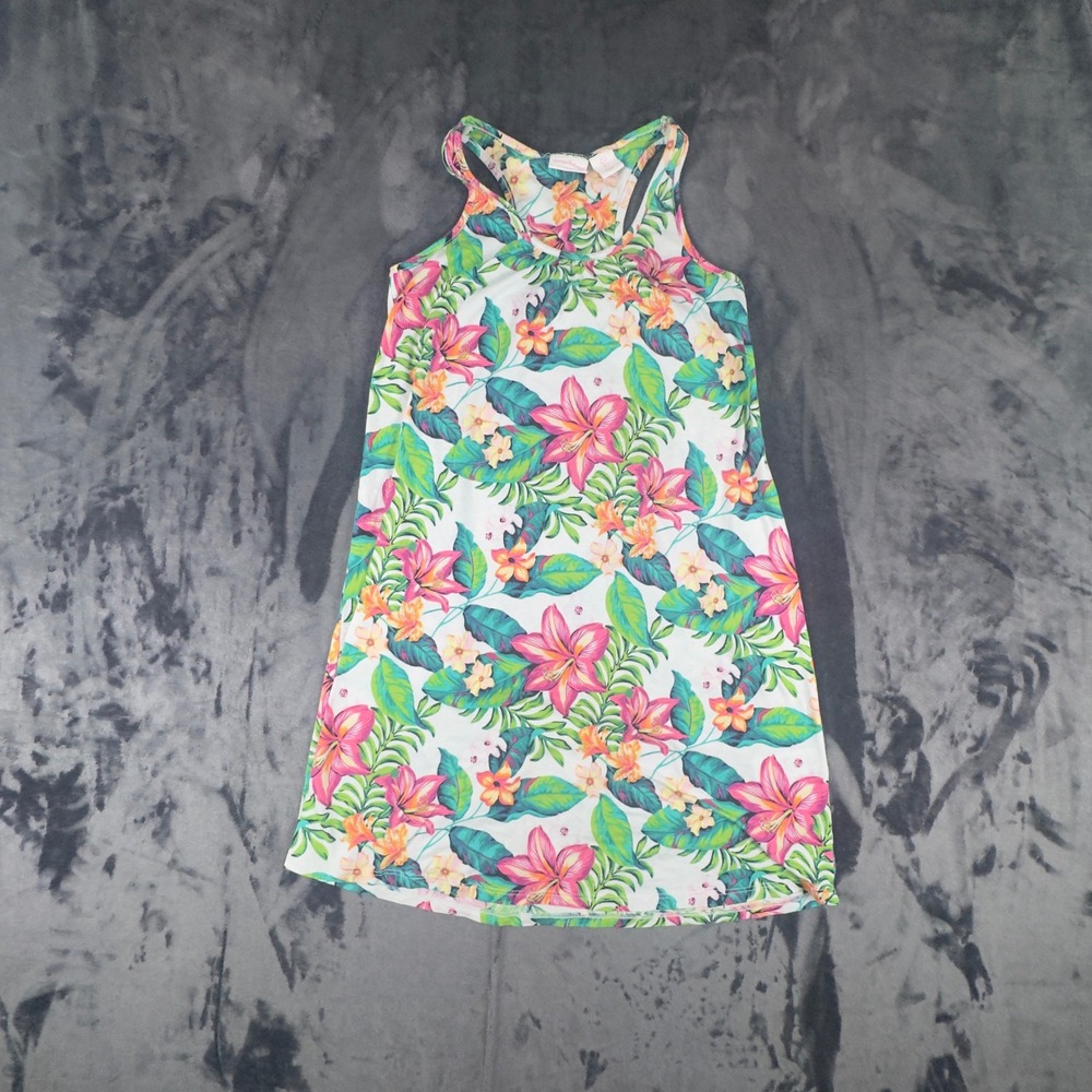 Tommy Bahama Nightgown Womens Small White Floral Tropical Racerback Chemise